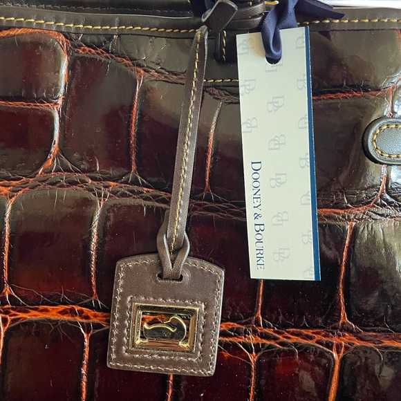 Dooney Bourke Cognac Double Strap Tassel Satchel NWT 11X14 - Picture 3 of 16